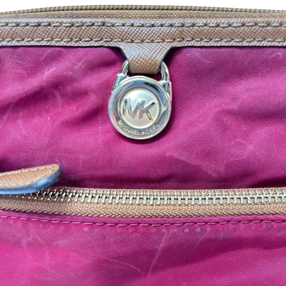 MICHAEL KORS Kempton Claret Burgundy Nylon Pocket Crossbody Bag